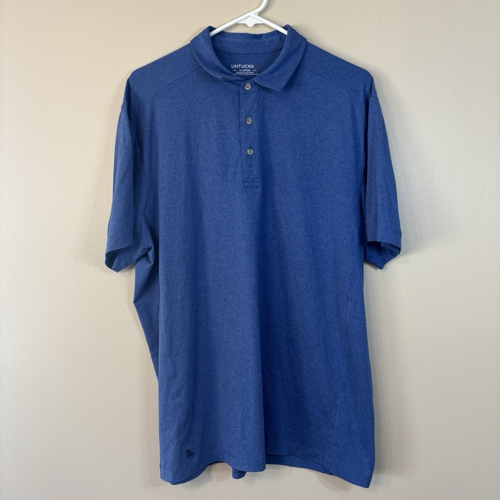 Untuckit Clavidor Short Sleeve Performance Polo Shirt Men's XL Blue